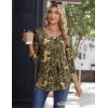 Zeagoo 3/4 Sleeve Tops for Women Crew Neck Blouses Pleated Casual Shirts Fall Work Clothes 2026(Multi 3)
