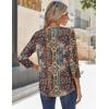 Zeagoo 3/4 Sleeve Tops for Women Crew Neck Blouses Pleated Casual Shirts Fall Work Clothes 2026(Multi Floral Mz721)