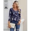 Zeagoo 3/4 Sleeve Tops for Women Crew Neck Blouses Pleated Casual Shirts Fall Work Clothes 2026(Navy White Floral)