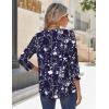 Zeagoo 3/4 Sleeve Tops for Women Crew Neck Blouses Pleated Casual Shirts Fall Work Clothes 2026(Navy White Floral)
