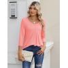 Zeagoo 3/4 Sleeve Tops for Women Crew Neck Blouses Pleated Casual Shirts Fall Work Clothes 2026(Pink)