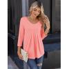 Zeagoo 3/4 Sleeve Tops for Women Crew Neck Blouses Pleated Casual Shirts Fall Work Clothes 2026(Pink)
