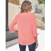 Zeagoo 3/4 Sleeve Tops for Women Crew Neck Blouses Pleated Casual Shirts Fall Work Clothes 2026(Pink)