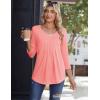 Zeagoo 3/4 Sleeve Tops for Women Crew Neck Blouses Pleated Casual Shirts Fall Work Clothes 2026(Pink)