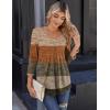 Zeagoo 3/4 Sleeve Tops for Women Crew Neck Blouses Pleated Casual Shirts Fall Work Clothes 2026(Stripe Brown)