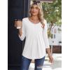 Zeagoo 3/4 Sleeve Tops for Women Crew Neck Blouses Pleated Casual Shirts Fall Work Clothes 2026(White)