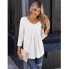 Zeagoo 3/4 Sleeve Tops for Women Crew Neck Blouses Pleated Casual Shirts Fall Work Clothes 2026(White)