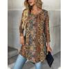 Zeagoo Boho Tops For Women’s Round Neck 3/4 Sleeve Loose Fit Casual Blouse For Spring Summer Fashion Tunic Tops