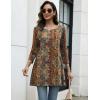 Zeagoo Boho Tops For Women’s Round Neck 3/4 Sleeve Loose Fit Casual Blouse For Spring Summer Fashion Tunic Tops