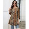 Zeagoo Boho Tops For Women’s Round Neck 3/4 Sleeve Loose Fit Casual Blouse For Spring Summer Fashion Tunic Tops