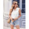 Zeagoo Sleeveless Button Down Shirt for Women Casual V Neck Blouses Solid Collared Tops Summer Dressy Shirts(Aa-white)
