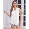 Zeagoo Sleeveless Button Down Shirt for Women Casual V Neck Blouses Solid Collared Tops Summer Dressy Shirts(Aa-white)