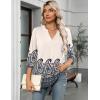Zeagoo Womens 3/4 Length Sleeve Tops V Neck Tunic Casual Dressy Blouse Floral Printed Shirts(Aprioct Boho Yg9)