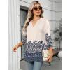 Zeagoo Womens 3/4 Length Sleeve Tops V Neck Tunic Casual Dressy Blouse Floral Printed Shirts(Aprioct Boho Yg9)