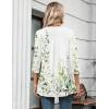 Zeagoo Womens 3/4 Length Sleeve Tops V Neck Tunic Casual Dressy Blouse Floral Printed Shirts(Green Leaf on White Wf135)