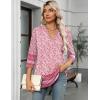 Zeagoo Womens 3/4 Length Sleeve Tops V Neck Tunic Casual Dressy Blouse Floral Printed Shirts(Pink Floral Mz744)