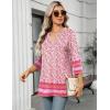 Zeagoo Womens 3/4 Length Sleeve Tops V Neck Tunic Casual Dressy Blouse Floral Printed Shirts(Pink Floral Mz744)