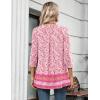 Zeagoo Womens 3/4 Length Sleeve Tops V Neck Tunic Casual Dressy Blouse Floral Printed Shirts(Pink Floral Mz744)