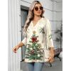 Zeagoo Womens 3/4 Length Sleeve Tops V Neck Tunic Casual Dressy Blouse Floral Printed Shirts(Tree Apricot)