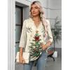 Zeagoo Womens 3/4 Length Sleeve Tops V Neck Tunic Casual Dressy Blouse Floral Printed Shirts(Tree Apricot)