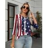 Zeagoo Women’s Casual 3/4 Sleeve T-Shirts Round Neck Cute Tunic Tops Basic Tees Blouses Business Work Tee Top(Flag-gq41)