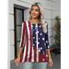 Zeagoo Women’s Casual 3/4 Sleeve T-Shirts Round Neck Cute Tunic Tops Basic Tees Blouses Business Work Tee Top(Flag-gq41)