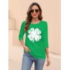 Zeagoo Women’s Casual 3/4 Sleeve T-Shirts Round Neck Cute Tunic Tops Basic Tees Blouses Business Work Tee Top(Lucky Clover)
