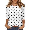 Zeagoo Women’s Casual 3/4 Sleeve T-Shirts Round Neck Cute Tunic Tops Basic Tees Blouses Business Work Tee Top(Polka Dots-jh592)