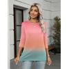 Zeagoo Women’s Casual 3/4 Sleeve T-Shirts Round Neck Cute Tunic Tops Basic Tees Blouses Business Work Tee Top(Rainbow-jb218)