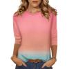 Zeagoo Women’s Casual 3/4 Sleeve T-Shirts Round Neck Cute Tunic Tops Basic Tees Blouses Business Work Tee Top(Rainbow-jb218)
