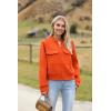 Zeagoo Womens Cropped Jacket Stand Collar Long Sleeve Zip Up Shackets Bomber Jacket Coats with Pockets(Pumpkin)
