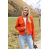 Zeagoo Womens Cropped Jacket Stand Collar Long Sleeve Zip Up Shackets Bomber Jacket Coats with Pockets(Pumpkin)