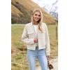 Zeagoo Womens Cropped Jacket Stand Collar Long Sleeve Zip Up Shackets Bomber Jacket Coats with Pockets(White)