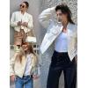 Zeagoo Womens Cropped Jacket Stand Collar Long Sleeve Zip Up Shackets Bomber Jacket Coats with Pockets(White)