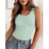 Zeagoo Women’s Double Lined Square Neck Tank Top Sleeveless Basic Crop Tops Trendy Going Out Tops(Light Green)