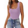 Zeagoo Women’s Double Lined Square Neck Tank Top Sleeveless Basic Crop Tops Trendy Going Out Tops(Light Purple)