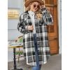 Zeagoo Womens Plus Size Flannel Plaid Button Down Shirts Long Sleeve Lounge Lapel Tartan Shacket Jacket Long Coats 2024(Black)