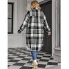 Zeagoo Womens Plus Size Flannel Plaid Button Down Shirts Long Sleeve Lounge Lapel Tartan Shacket Jacket Long Coats 2024(Black)