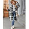Zeagoo Womens Plus Size Flannel Plaid Button Down Shirts Long Sleeve Lounge Lapel Tartan Shacket Jacket Long Coats 2024(Black)