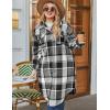 Zeagoo Womens Plus Size Flannel Plaid Button Down Shirts Long Sleeve Lounge Lapel Tartan Shacket Jacket Long Coats 2024(Black)