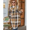 Zeagoo Womens Plus Size Flannel Plaid Button Down Shirts Long Sleeve Lounge Lapel Tartan Shacket Jacket Long Coats 2024(Brown)