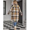 Zeagoo Womens Plus Size Flannel Plaid Button Down Shirts Long Sleeve Lounge Lapel Tartan Shacket Jacket Long Coats 2024(Brown)