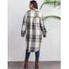 Zeagoo Womens Plus Size Flannel Plaid Button Down Shirts Long Sleeve Lounge Lapel Tartan Shacket Jacket Long Coats 2024(Grey)