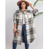 Zeagoo Womens Plus Size Flannel Plaid Button Down Shirts Long Sleeve Lounge Lapel Tartan Shacket Jacket Long Coats 2024(Grey)