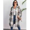 Zeagoo Womens Plus Size Flannel Plaid Button Down Shirts Long Sleeve Lounge Lapel Tartan Shacket Jacket Long Coats 2024(Grey)