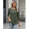 Zeagoo Womens Tops 3/4 Length Sleeve T Shirts Dressy Casual Button Down Blouses Spring Fall Clothes(Army Green)