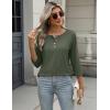 Zeagoo Womens Tops 3/4 Length Sleeve T Shirts Dressy Casual Button Down Blouses Spring Fall Clothes(Army Green)