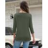 Zeagoo Womens Tops 3/4 Length Sleeve T Shirts Dressy Casual Button Down Blouses Spring Fall Clothes(Army Green)