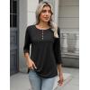 Zeagoo Womens Tops 3/4 Length Sleeve T Shirts Dressy Casual Button Down Blouses Spring Fall Clothes(Black)