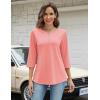 Zeagoo Womens Tops 3/4 Length Sleeve T Shirts Dressy Casual Button Down Blouses Spring Fall Clothes(Coral Pink)